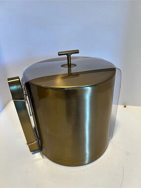 Threshold Metal Ice Bucket with Tongs Gold